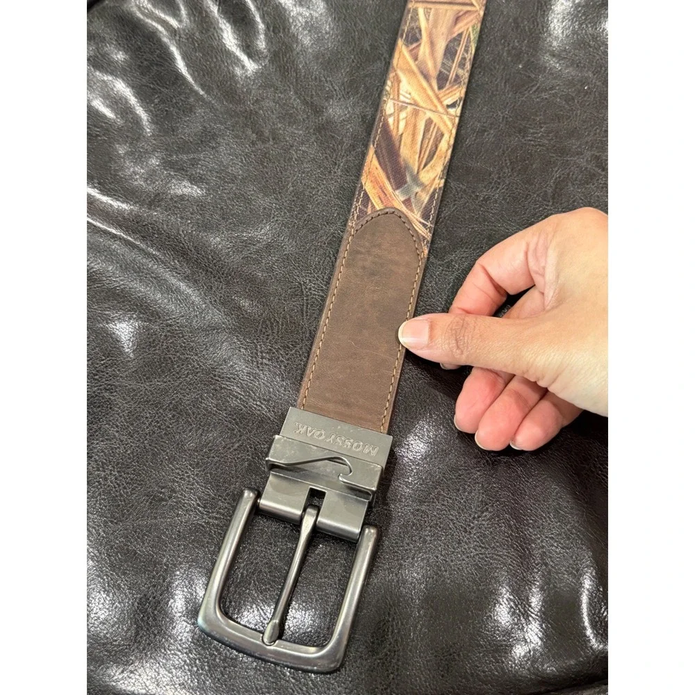 Mossy Oak Mens Reversible Camo Brown‎ Belt Gunmetal Buckle Size 30-32 85123W/981